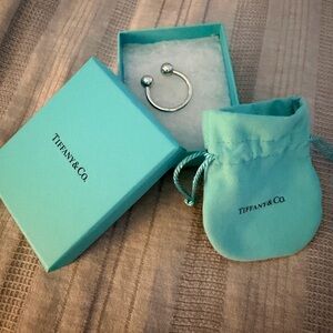Tiffany & Co. Silver Cuff Key Holder with Blue Packaging